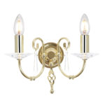 Kinkiet lampa ścienna glamour Aegean 2 klasyczny nowojorski hamptons polerowany mosiądz