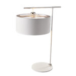 Lampa stołowa glamour Balance 1 nowoczesna retro biały polerowany nikiel