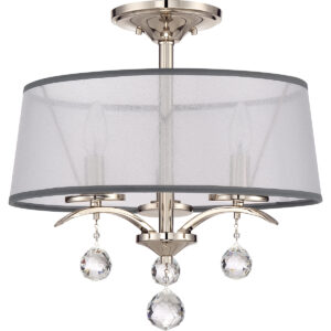 Lampa wisząca połplafon glamour Whitney 3 nowojorska hamptons cesarskie srebro