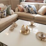 Zestaw ALICE stolik kawowy, boczny i konsola - złoty nowojorski glamour białe szkło