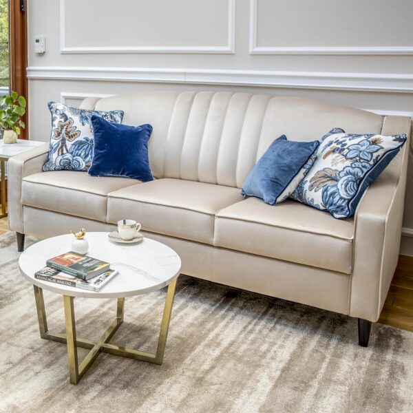 Wygodna sofa glamour MARGO ecru beżowa modern classic hamptons z linii ESCLUSIVO - na stanie