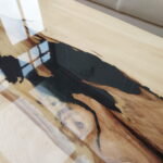 Stolik kawowy WALNUT BLACK z plastra drewna czarny pająk loft z linii NATUREL na stanie