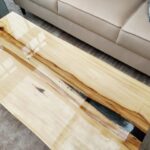 Stolik kawowy WALNUT BLACK III z plastra drewna loft czarny z linii NATUREL