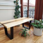 Stolik kawowy WALNUT BLACK III z plastra drewna loft czarny z linii NATUREL