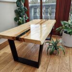 Stolik kawowy WALNUT BLACK III z plastra drewna loft czarny z linii NATUREL