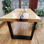 Stolik kawowy WALNUT BLACK III z plastra drewna loft czarny z linii NATUREL