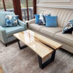 Stolik kawowy WALNUT BLACK III z plastra drewna loft czarny z linii NATUREL
