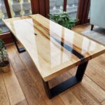 Stolik kawowy WALNUT BLACK III z plastra drewna loft czarny z linii NATUREL