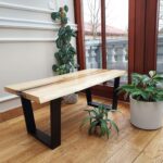 Stolik kawowy WALNUT BLACK III z plastra drewna loft czarny z linii NATUREL