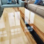 Stolik kawowy WALNUT BLACK III z plastra drewna loft czarny z linii NATUREL