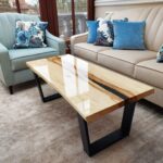 Stolik kawowy WALNUT BLACK III z plastra drewna loft czarny z linii NATUREL