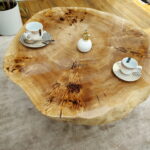 Designerski stolik kawowy FLORENTINO czarny lakierowany loft z plastra drewna z linii NATUREL