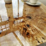 Designerski stolik kawowy FLORENTINO czarny lakierowany loft z plastra drewna z linii NATUREL