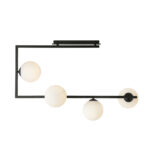 Lampa plafon sufitowy nowoczesny minimalistyczny SOMA 4 czarny szklane klosze kule biel opal