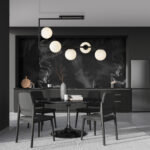 Lampa plafon sufitowy nowoczesny minimalistyczny SOMA 5 czarny szklane klosze kule biel opal