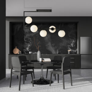 Lampa plafon sufitowy nowoczesny minimalistyczny SOMA 5 czarny szklane klosze kule biel opal