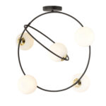 Lampa sufitowa koło nowoczesna minimalistyczna STARDOM 5 czarna złota klosze kule białe