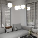 Lampa sufitowa wisząca nowoczesna elegancka GRAVITY 6 biała złota klosze kule biel opal