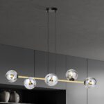Lampa sufitowa wisząca nowoczesna elegancka GRAVITY 6 czarna złota klosze kule grafit