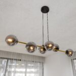 Lampa sufitowa wisząca nowoczesna elegancka GRAVITY 6 czarna złota klosze kule grafit