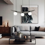 Lampa sufitowa wisząca nowoczesna minimalistyczna AURA 3 czarna klosze kule biel opal