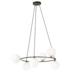 Lampa sufitowa wisząca nowoczesna minimalistyczna AZURA 6 czarna klosze kule biel opal
