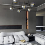Lampa sufitowa wisząca nowoczesna minimalistyczna AZURA 6 czarna klosze kule grafit