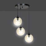 Lampa sufitowa wisząca nowoczesna minimalistyczna COSMO 3 czarna klosze kule miodowe premium