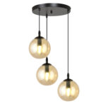Lampa sufitowa wisząca nowoczesna minimalistyczna COSMO 3 czarna klosze kule miodowe premium