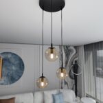 Lampa sufitowa wisząca nowoczesna minimalistyczna COSMO 3 czarna klosze kule miodowe premium