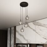 Lampa sufitowa wisząca nowoczesna minimalistyczna COSMO 4 czarna klosze kule grafit premium