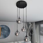 Lampa sufitowa wisząca nowoczesna minimalistyczna COSMO 4 czarna klosze kule grafit premium