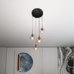 Lampa sufitowa wisząca nowoczesna minimalistyczna COSMO 4 czarna klosze kule miodowe premium