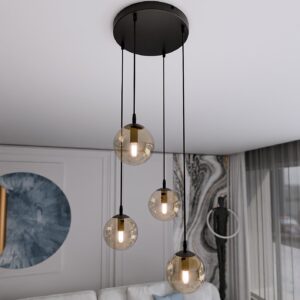 Lampa sufitowa wisząca nowoczesna minimalistyczna COSMO 4 czarna klosze kule miodowe premium