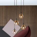 Lampa sufitowa wisząca nowoczesna minimalistyczna COSMO 4 czarna klosze kule miodowe premium