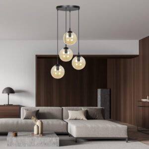 Lampa sufitowa wisząca nowoczesna minimalistyczna COSMO 4 czarna klosze kule miodowe premium