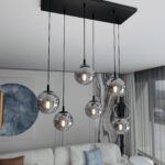 Lampa sufitowa wisząca nowoczesna minimalistyczna COSMO 6 czarna klosze kule grafit