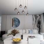 Lampa sufitowa wisząca nowoczesna minimalistyczna COSMO 6 czarna klosze kule grafit