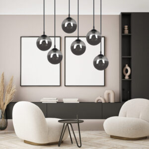 Lampa sufitowa wisząca nowoczesna minimalistyczna COSMO 6 czarna klosze kule grafit