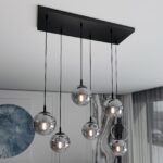 Lampa sufitowa wisząca nowoczesna minimalistyczna COSMO 6 czarna klosze kule grafit