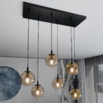Lampa sufitowa wisząca nowoczesna minimalistyczna COSMO 6 czarna klosze kule miodowe