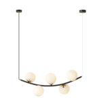 Lampa sufitowa wisząca nowoczesna minimalistyczna RITZ 5 czarna klosze kule biel opal