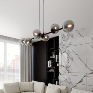 Lampa sufitowa wisząca nowoczesna minimalistyczna ROSSI 6 czarna klosze kule grafit