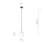 Lampa sufitowa wisząca nowoczesna minimalistyczna ROYAL 1 czarna złota klosz kula