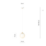 Lampa sufitowa wisząca nowoczesna minimalistyczna ROYAL 1 biała złota klosz kula