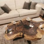 Designerski stolik kawowy MAURICIO czarny loftowy z plastra drewna glamour połysk z linii NATUREL na stanie