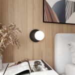 Nowoczesny Kinkiet biała kula minimalistyczny OSLO K1 BLACK/OPAL 1187/K1 czarny