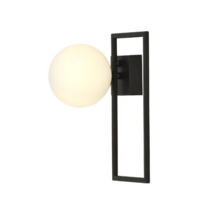 Nowoczesny Kinkiet kula biała minimalistyczny IMAGO 1D BLACK/OPAL 1130/1D czarny