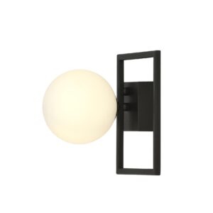 Nowoczesny Kinkiet kula biała minimalistyczny IMAGO 1E BLACK/OPAL 1130/1E czarny