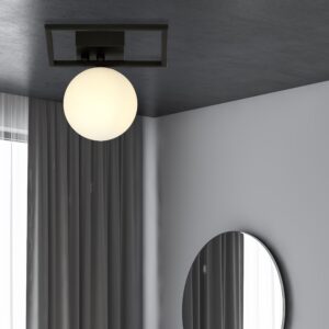 Nowoczesny Kinkiet kula biała minimalistyczny IMAGO 1E BLACK/OPAL 1130/1E czarny